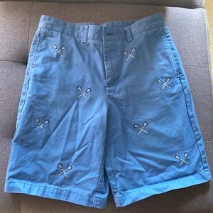 Vineyard Vines embroidered shorts. Boys lacrosse motif.